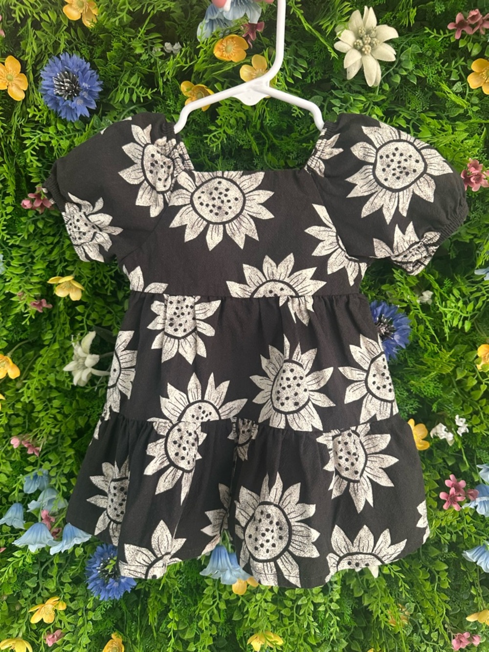 LITTLE CO. BY LAUREN CONRAD Baby Girl Sunflower Organic Cotton Dress - Gray, 3M